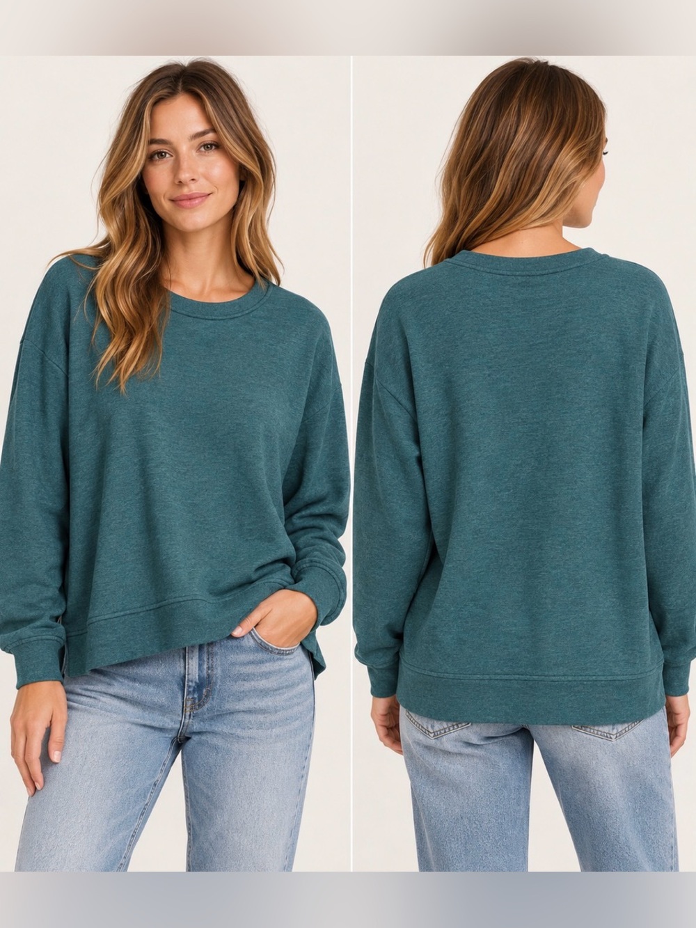 Orvis Classic Collection Teal Heather Modal Blend Crewneck Sweatshirt Size Large
